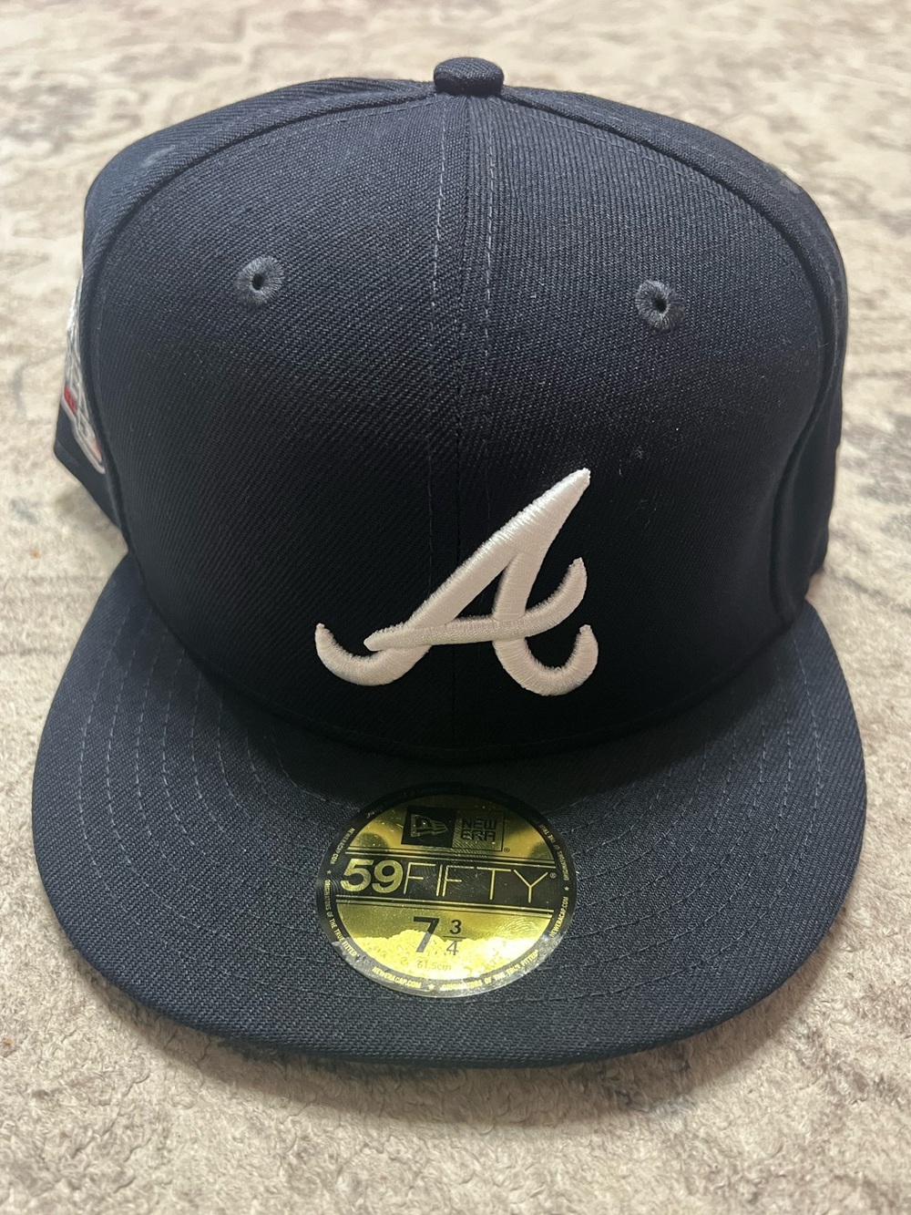 Navy New Era Atlanta Braves 59FIFTY Fitted Hat 7 3/4